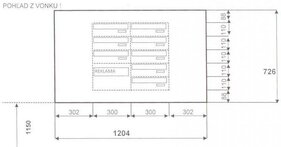 Výkres pre obojstranné poštové schránky - uchytenie do dverí